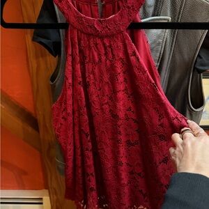 Wayf Red Lace Halter Top